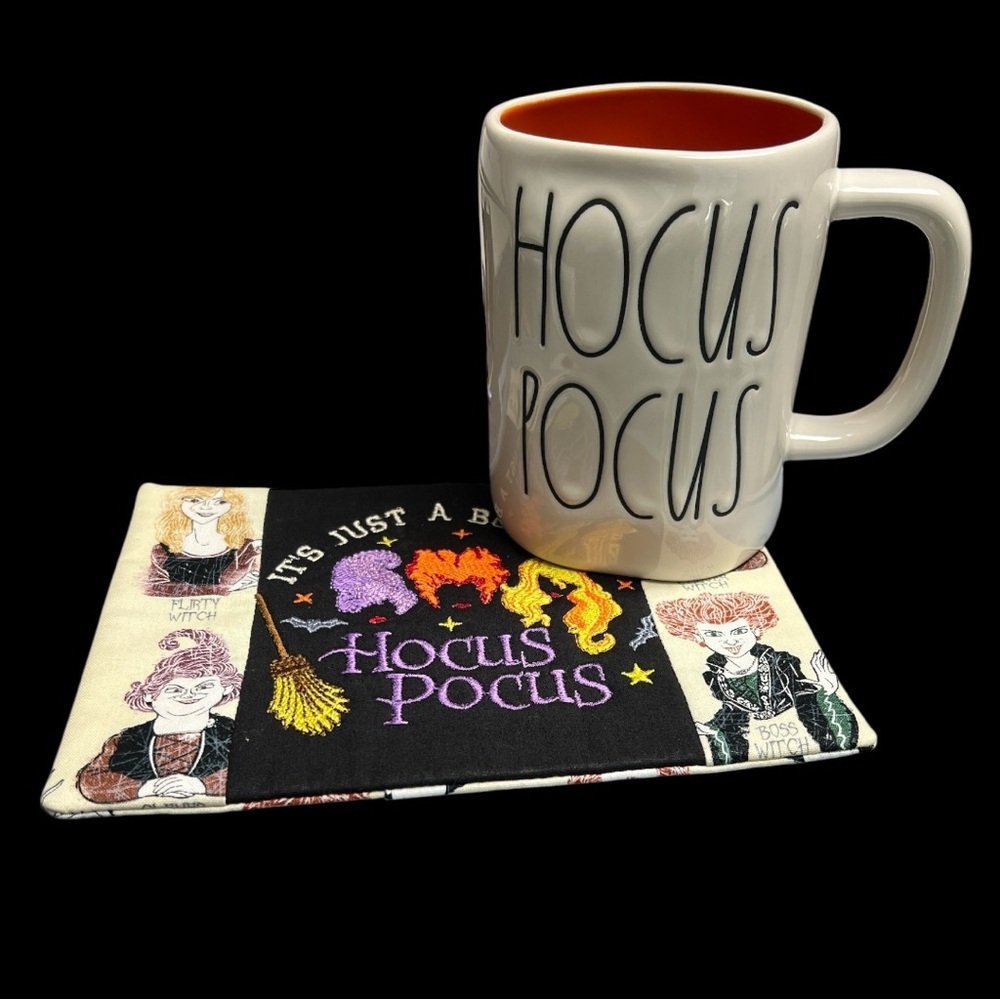 Hand Crafted Mug Rug Coaster Embroidered Cotton Fabric Padded Absorbs Liquid - Picture 8 of 9